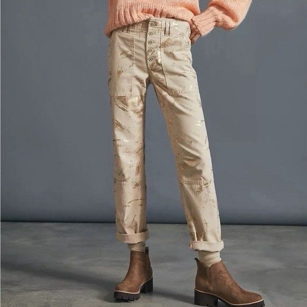 Anthropologie The Wanderer Utility Pants 30 Beige Gold EUC Whimsical Artsy Indie